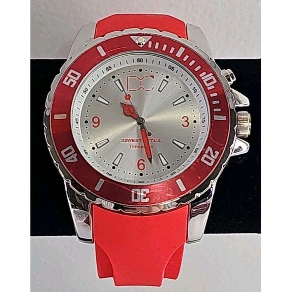 32West Styl'z Men's Watch RED Color Strap & Bezel New DC on dial = Dade County